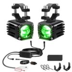 40W Motorcycle Wired Switch Integrated Waterproof Demon Eye Spotlight, Green Light