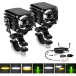 40W Motorcycle Wired Switch Integrated Waterproof Demon Eye Spotlight, Green Light - Imagen 2
