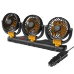 F4505 Car Triple-Head Rotatable Fan Auto 3-Way Folding Fan, Cigarette Lighter Port 12V