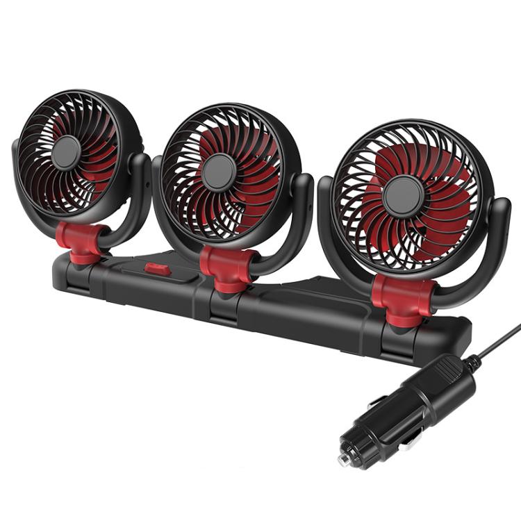 TBD0606013703.jpg F4505 Car Triple-Head Rotatable Fan Auto 3-Way Folding Fan, Cigarette Lighter Port 24V - Imagen 1