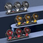 F4505 Car Triple-Head Rotatable Fan Auto 3-Way Folding Fan, Cigarette Lighter Port 24V - Imagen 2