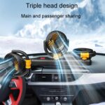 F4505 Car Triple-Head Rotatable Fan Auto 3-Way Folding Fan, Cigarette Lighter Port 24V - Imagen 6