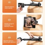 Telescopic Car Rear Pillow Phone Tablet Holder 2-Section Folding Headrest Bracket, 2-Section Iron - Imagen 4