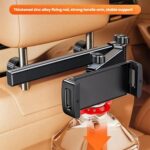 Telescopic Car Rear Pillow Phone Tablet Holder 2-Section Folding Headrest Bracket, 2-Section Iron - Imagen 5