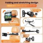 Telescopic Car Rear Pillow Phone Tablet Holder 2-section Folding Headrest Bracket, 2-Section Upgrade - Imagen 3