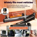 Telescopic Car Rear Pillow Phone Tablet Holder 3-Section Folding Headrest Bracket, 3-Section - Imagen 4