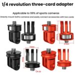 Three-Slot Adapter Camera Cage 360-Degree Rotating Connector Tripod 1/4 Inch Adapter, TFSM063 - Imagen 4
