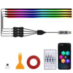 3 Control App Remote Control Colorful Car Interior Ambient Lighting Modified LED Acrylic USB Car Ambient Lighting, 110cm x 4 4 In 1