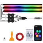 3 Control App Remote Control Colorful Car Interior Ambient Lighting Modified LED Acrylic USB Car Ambient Lighting, 110cm x 6 6 In 1