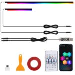 3 Control App Remote Control Colorful Car Interior Ambient Lighting Modified LED Acrylic USB Car Ambient Lighting, 110cm+35cm 2 In 1