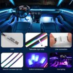 3 Control App Remote Control Colorful Car Interior Ambient Lighting Modified LED Acrylic USB Car Ambient Lighting, 110cm x 3 3 In 1 - Imagen 5