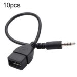 10pcs 3.5mm Male Round Head To USB 2.0 Female USB Disk Car MP3 Data Transmission Cable, 10pcs