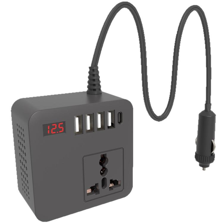 TBD0606148401A.jpg Gurxun 12/24V To 110/220V Multi-Function Car Fast Charger With 4 USB+Type-C+Universal Socket - Imagen 1