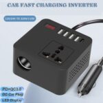 Gurxun 12/24V To 110/220V Multi-Function Car Fast Charger With 4 USB+Type-C+Universal Socket - Imagen 2