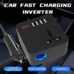 Gurxun 12/24V To 110/220V Multi-Function Car Fast Charger With 4 USB+Type-C+Universal Socket - Imagen 3