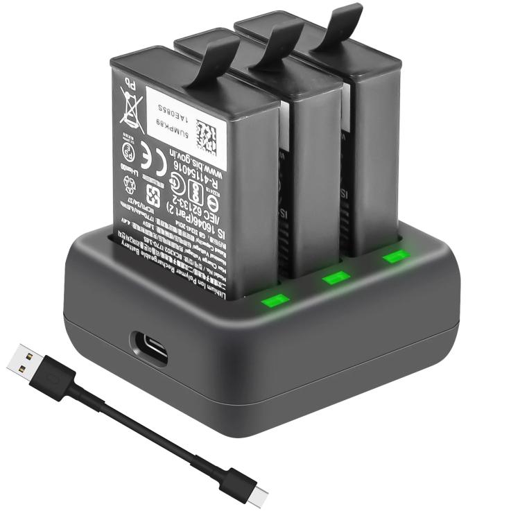 TBD0606161401A.jpg For DJI Osmo Action 4/Action 3 YX 3-Slot Battery Charger Hub Compact Charging Station, 5V 3A Tri-Slot Batteries Charger - Imagen 1