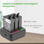 For DJI Osmo Action 4/Action 3 YX 3-Slot Battery Charger Hub Compact Charging Station, 5V 3A Tri-Slot Batteries Charger - Imagen 2