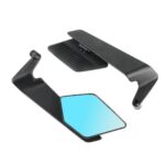 Espejo retrovisor universal tipo ala de viento de aleación de aluminio para motocicleta, Blue Mirror