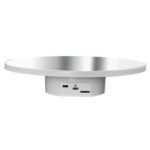 Espejo multiusos con disco giratorio eléctrico, alimentado por batería o USB. Soporte para exhibición en vivo de fotografía., 25cm White