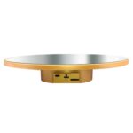 Espejo multiusos con disco giratorio eléctrico, alimentado por batería o USB. Soporte para exhibición en vivo de fotografía., 25cm Gold