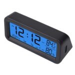 Reloj solar para coche con luz luminosa, termómetro e higrómetro.