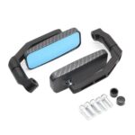 Espejo retrovisor de varilla curva cuadrada de aleación de aluminio modificado para bicicleta eléctrica con cristal azul, Carbon Fiber Texture (Snakeskin)