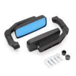 Espejo retrovisor de varilla curva cuadrada de aleación de aluminio modificado para bicicleta eléctrica con cristal azul, Black