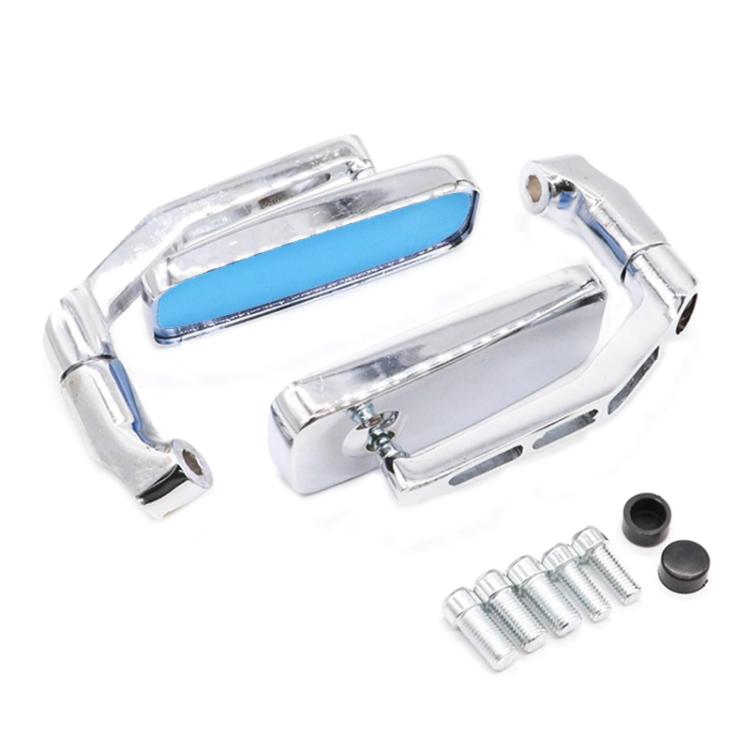 TBD0606294103.jpg Espejo retrovisor de varilla curva cuadrada de aleación de aluminio modificado para bicicleta eléctrica con cristal azul, Silver Electroplated - Imagen 1