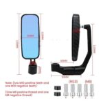 Espejo retrovisor de varilla curva cuadrada de aleación de aluminio modificado para bicicleta eléctrica con cristal azul, Silver Electroplated - Imagen 3