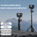 Trípode de escritorio portátil TELESIN S1-MNP-14-TGP para GoPro HERO13 Black, mini palo selfie retráctil de liberación rápida de 17-40 cm - Imagen 2