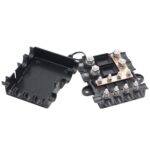 Caja de fusibles para automóviles de 6 vías, 2-500 A 32 V CC, con 2 terminales de entrada y 4 de salida., Black