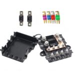 Caja de fusibles para automóviles de 6 vías, 2-500 A 32 V CC, con 2 terminales de entrada y 4 de salida., With 6 Fuses