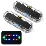 Luz trasera LED inalámbrica para motocicleta con alimentación solar para advertencia anticolisión, 2pcs