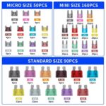 Kit surtido de fusibles de cuchilla para automóviles de tamaño pequeño y mediano, 300pcs Zinc Sheets - Imagen 3