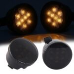 2 luces LED amarillas con forma de flor de ciruelo para Wrangler, luces intermitentes para parrilla modificada del automóvil, Without Aperture