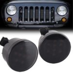 2 luces LED amarillas con forma de flor de ciruelo para Wrangler, luces intermitentes para parrilla modificada del automóvil, Without Aperture - Imagen 2