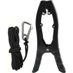 Abrazadera de anclaje autoblocante de acero inoxidable con mordazas dentadas para canoas/kayaks, Black + Metal Buckle