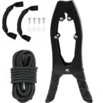 Abrazadera de anclaje autoblocante de acero inoxidable con mordazas dentadas para canoas/kayaks, Black + Kayak Handrail