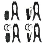 Abrazadera de anclaje autoblocante de acero inoxidable con mordazas dentadas para canoas/kayaks, Black + Metal Buckle - Imagen 2