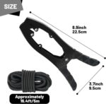 Abrazadera de anclaje autoblocante de acero inoxidable con mordazas dentadas para canoas/kayaks, Black + Metal Buckle - Imagen 3