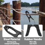 Abrazadera de anclaje autoblocante de acero inoxidable con mordazas dentadas para canoas/kayaks, Black + Metal Buckle - Imagen 4