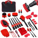 Juego de cepillos de limpieza para coches, accesorio para taladro eléctrico para detalles de ventilación, cepillo de detalle con esponja., 28pcs