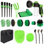 Cepillo de limpieza para coches, cepillo de ventilación, juego de cepillos para taladro, herramientas de lavado de coches S, 21pcs