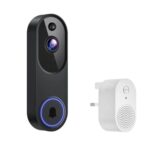 HD Night Vision Smart Video Doorbell Wireless Voice Intercom Surveillance Electronic Peephole, Black + UK Plug Dingdong