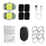 Luz estroboscópica M3 para motocicleta, bicicleta y dron, resistente al agua, con control remoto inalámbrico y función anti-acoso., 2 Lights + Remote Control