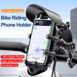 Soporte para teléfono de motocicleta con parasol y cierre antirrobo, rotación de 360 ​​grados, compatible con cámaras., Handlebar Mount - Imagen 2