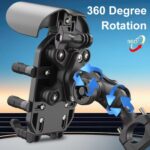 Soporte para teléfono de motocicleta con parasol y cierre antirrobo, rotación de 360 ​​grados, compatible con cámaras., Handlebar Mount - Imagen 3