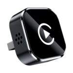 Q1A Caja inalámbrica 2 en 1 para CarPlay/Android Auto Caja de conectividad inteligente portátil para el automóvil, Black White Lable