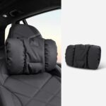 Juego de almohadas lumbares y reposacabezas de cuero resistente a las manchas para coche, Headrest Black