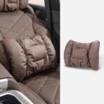 Juego de almohadas lumbares y reposacabezas de cuero resistente a las manchas para coche, Backrest Brown